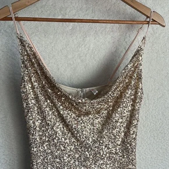 Raga Jumpsuit Womens XS Gold‎ Sequin Spaghetti Strap - Picture 4 of 14